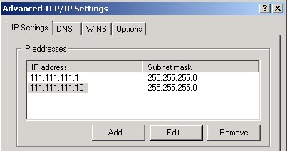 Figure 2 - You need to add the virtual IP to your machine's TCP/IP configuration.