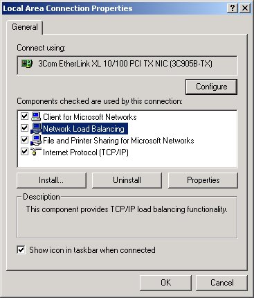 Figure 3 - NLB is provided as a network-level service that shows up in Local Area Connection Properties.