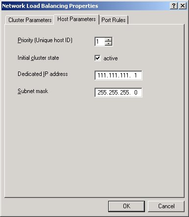 Figure 5 - The host parameters determine the host's native IP address that the NLB cluster uses to communicate with this server.