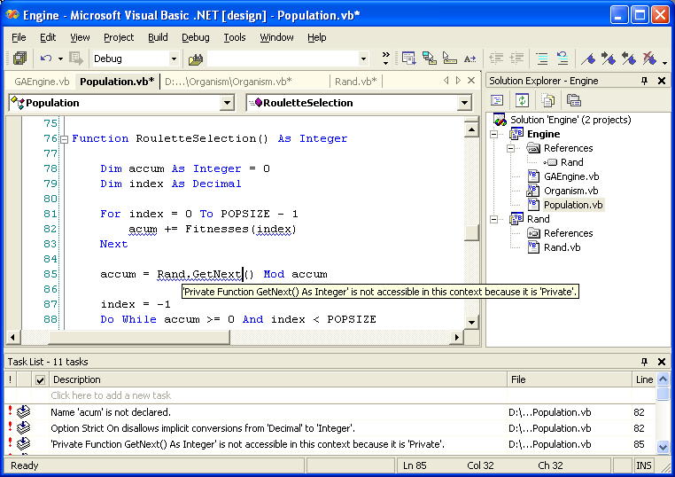 Figure 3: Figure 3: Background compilation displays compile errors immediately, even across projects.