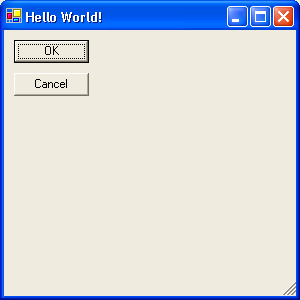 Figure 6: The “Hello World!” Windows form. 