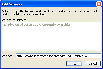 Figure 9: Add research services with the Add Services dialog box.
