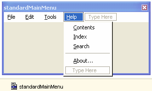 Figure 1: The standardMainMenu component generates a MainMenu control populated with the commonly used standard Windows application menu items. 