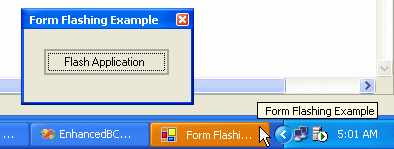 Figure 12: The new flashing behavior, enabled by calling the appropriately named Flash method, provides a visual notification to the application user.