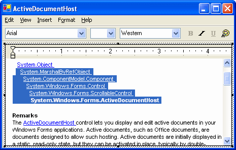 Figure 5: The ActiveDocumentHost class simplifies the viewing and editing of active documents. 