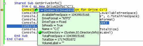Figure 1: The DriveInfo class provides information about logical drives. 