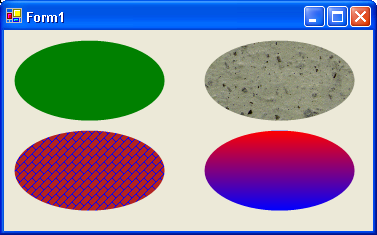 Figure 5: Ellipses filled using different brushes.