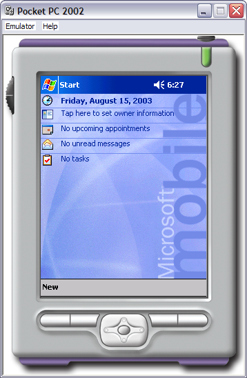 Figure 1: The Smart Device Extensions in Visual Studio .NET 2003 feature powerful emulators that allow you to test .NET Compact Framework applications for the Pocket PC 2002 or Windows CE .NET 4.1. These “virtual devices” can be configured to emulate a wide range of configurations depending on the needs of your specific projects.