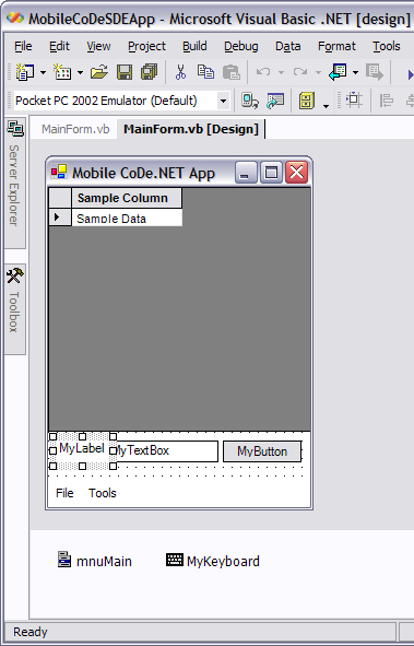 Figure 4: A basic form layout to demonstrate how important it is to design mobile GUIs properly by taking into consideration the InputPanel control. It is often useful to resize large controls like this DataGrid to make room to move other controls when the InputPanel is opened.
