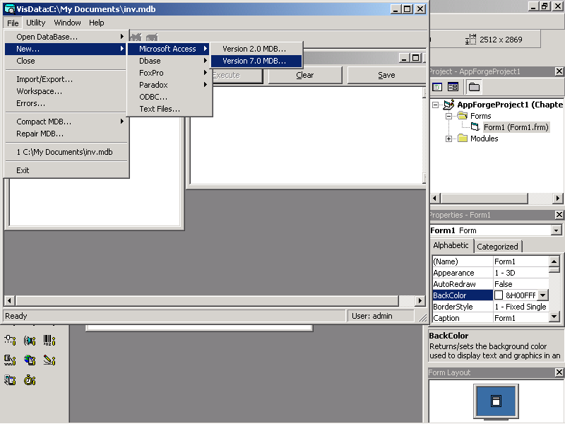 Figure 5: Visual Data Manager is useful for creating a simple database.