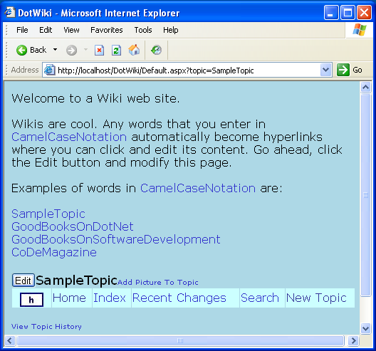 Figure 2: Example of a typical page in a view mode. 