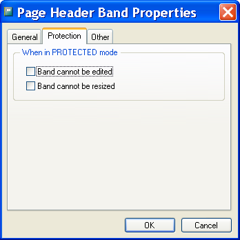 Figure 4: Use the Protection tab of the Band Properties dialog box to set protection modes of the band.