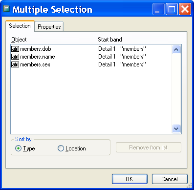 Figure 8: Use the Selection tab of the Multiple Selection dialog box to choose on which layout objects you want to work.