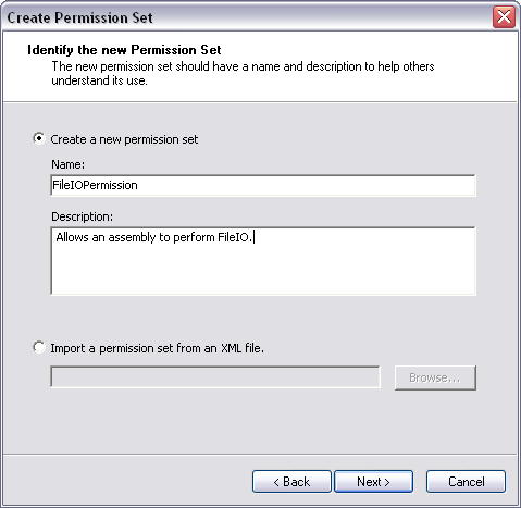 Figure 10: Setting a permission set name and description.