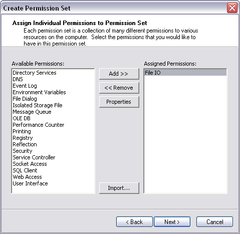 Figure 11: Selecting a permission set.