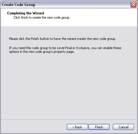Figure 13: Completing code group creation.