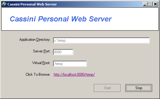 Figure 2: The Cassini Web Server user interface is pretty simple.