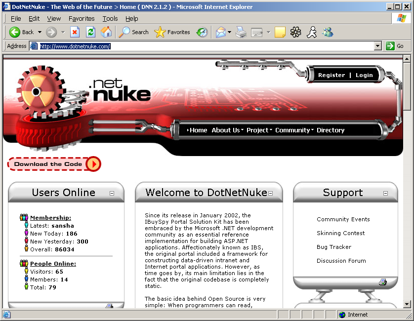 Figure 10: The popular DotNetNuke content management portal ships with over 20 modules with many more available online.