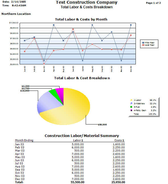 Figure 10: A report can show both detail data and multiple charts.