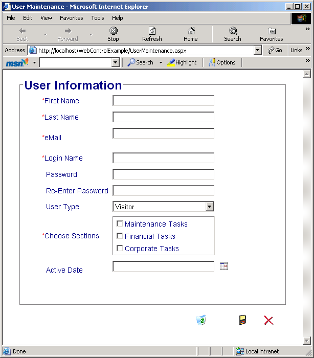 Figure 1: This Web form provides an example of the controls discussed in this article.