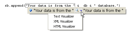 Figure 2: These visualizers are also available for raw string data in your code.