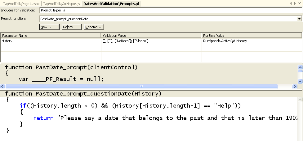 Figure 11: Editing and managing the code and states for each prompts can be done through the prompt function file.