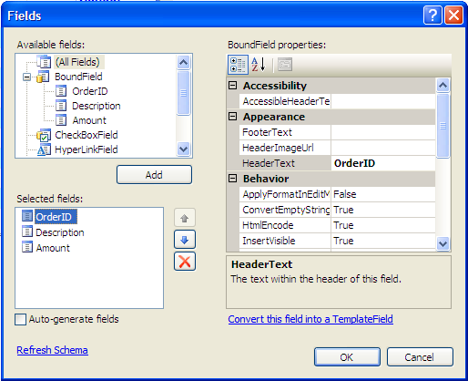 Figure 6:  The selected fields are already established-you can customize the display. 