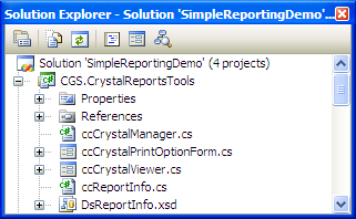 Figure 10:  The Crystal Reports tools project from the Common Ground Framework.