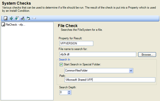 Figure 27: ClickOnce will use a File Check to determine whether the prerequisite is already installed or not. It’s as easy as checking for the existence of a file on the user’s system and, if found, whether the version of the file is correct. 