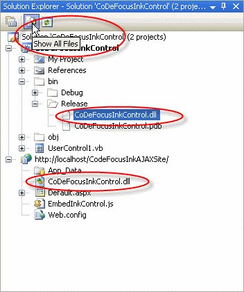 Figure 3: Copying the user control’s DLL to the Web site.