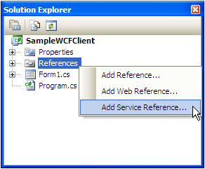 Figure 5:  Adding a WCF service reference.