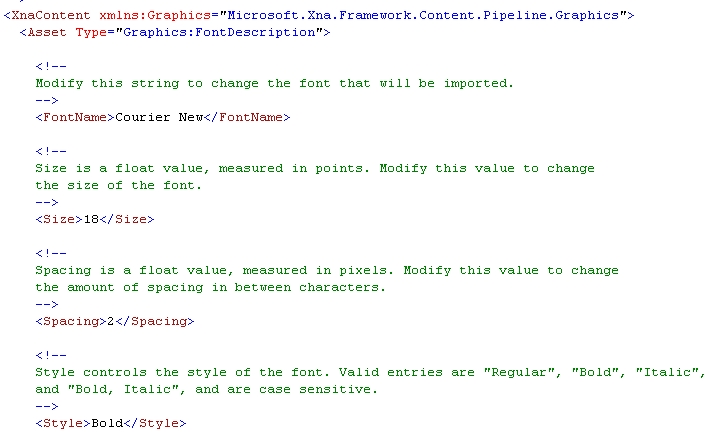 Figure 9: Modifying the sprite font XML file.