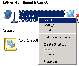 Figure 12: The network interface is disabled to simulate the user being offline.