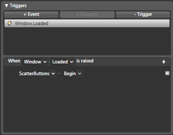Figure24:  The Triggers panel allows you to specify a trigger that begins an animation.