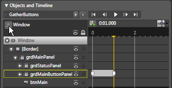 Figure25:  You can exit Timeline editing mode by clicking the up arrow near the top of the Objects and Timeline palette.