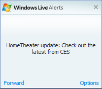 Figure 5: To notify readers of new content, add Windows Live Alerts to your site. Users who opt-in receive real-time alerts in Windows Live Messenger or e-mail.