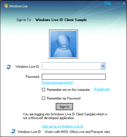 Figure 2: Sign-in dialog box for Client Authentication.