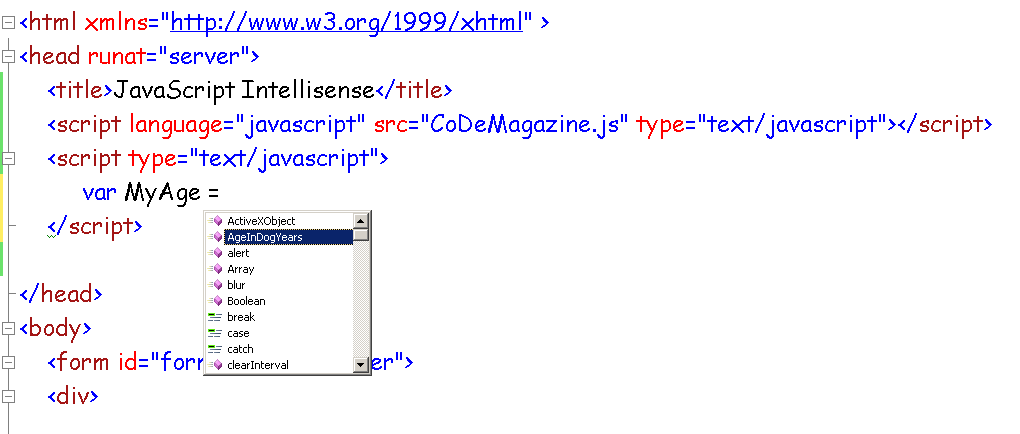 Figure 20:  IntelliSense picks up the members of an external JavaScript library.