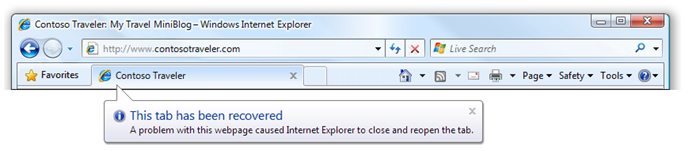 Figure 2: The ?tab recovery experience? in Internet Explorer 8 Beta 2.