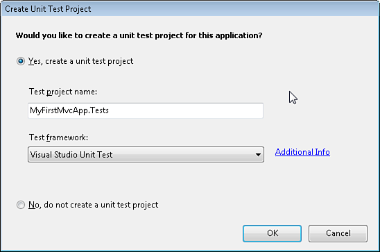 Figure 1.3 Creating a unit test project  
