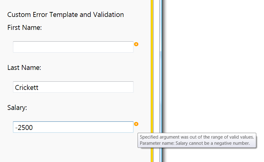 Figure 2: Replacing the default validation template with a custom validation template.