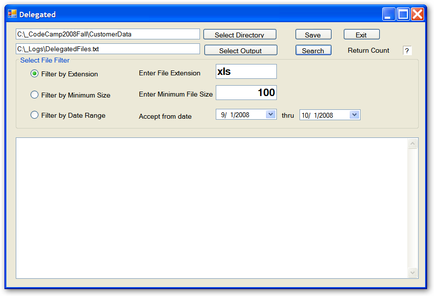 Figure 1: The GUI for the Scanner class.