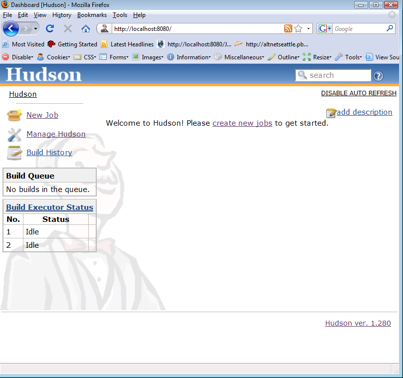 Figure 1:  The Hudson home page.