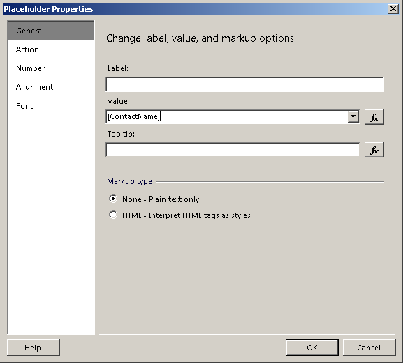 Figure 6: The Placeholder Properties dialog is where rich text begins.
