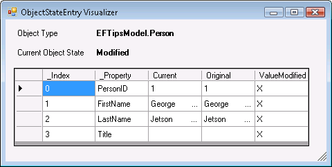 Figure 6: Changing an entity’s state to Modified.