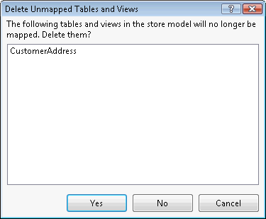 Figure 9: Confirmation screen when deleting entities from the model.