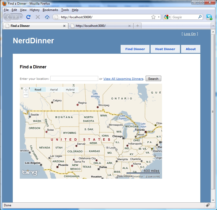 Figure 16: The original Nerd Dinner on ASP.NET MVC.