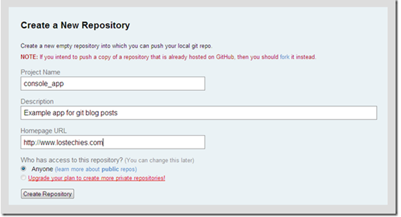Figure 10: Repository information in GitHub.