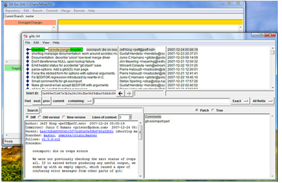 Figure 3: An example view of a Git repository in Git Gui.