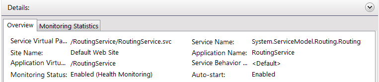 Figure 3: Additional WCF service details provided by Windows Server AppFabric.